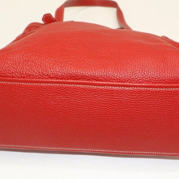 Prada Vitello Daino Leather Double Handle Tote Bag Satchel - Red - Picture 14 of 16